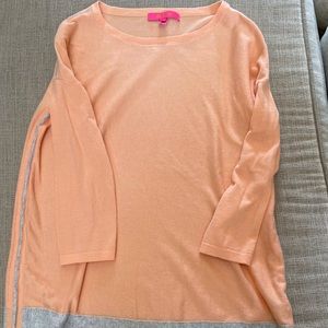 Like new peach and grey 3/4 length lightweight sweater